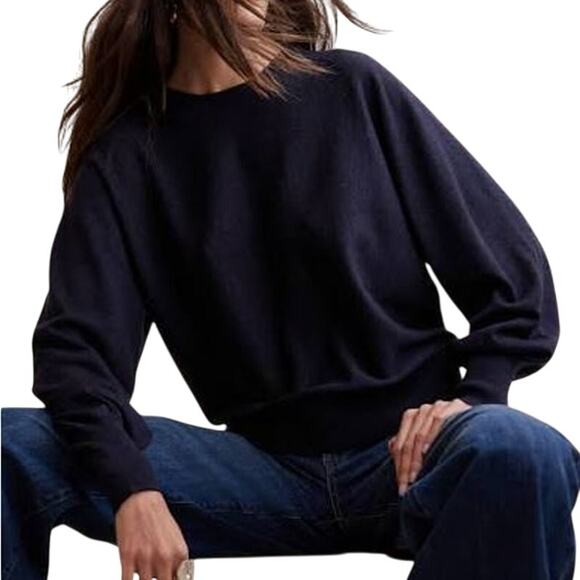 Banana Republic Telma Merino Wool Sweater Relaxed Long Sleeve Dolman Black XL - Picture 3 of 12